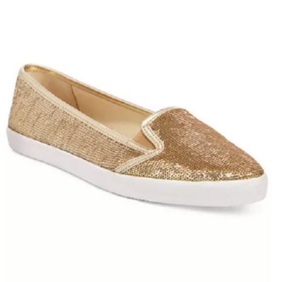 [MK] Metallic Gold Slip Ons - Picture 1 of 9